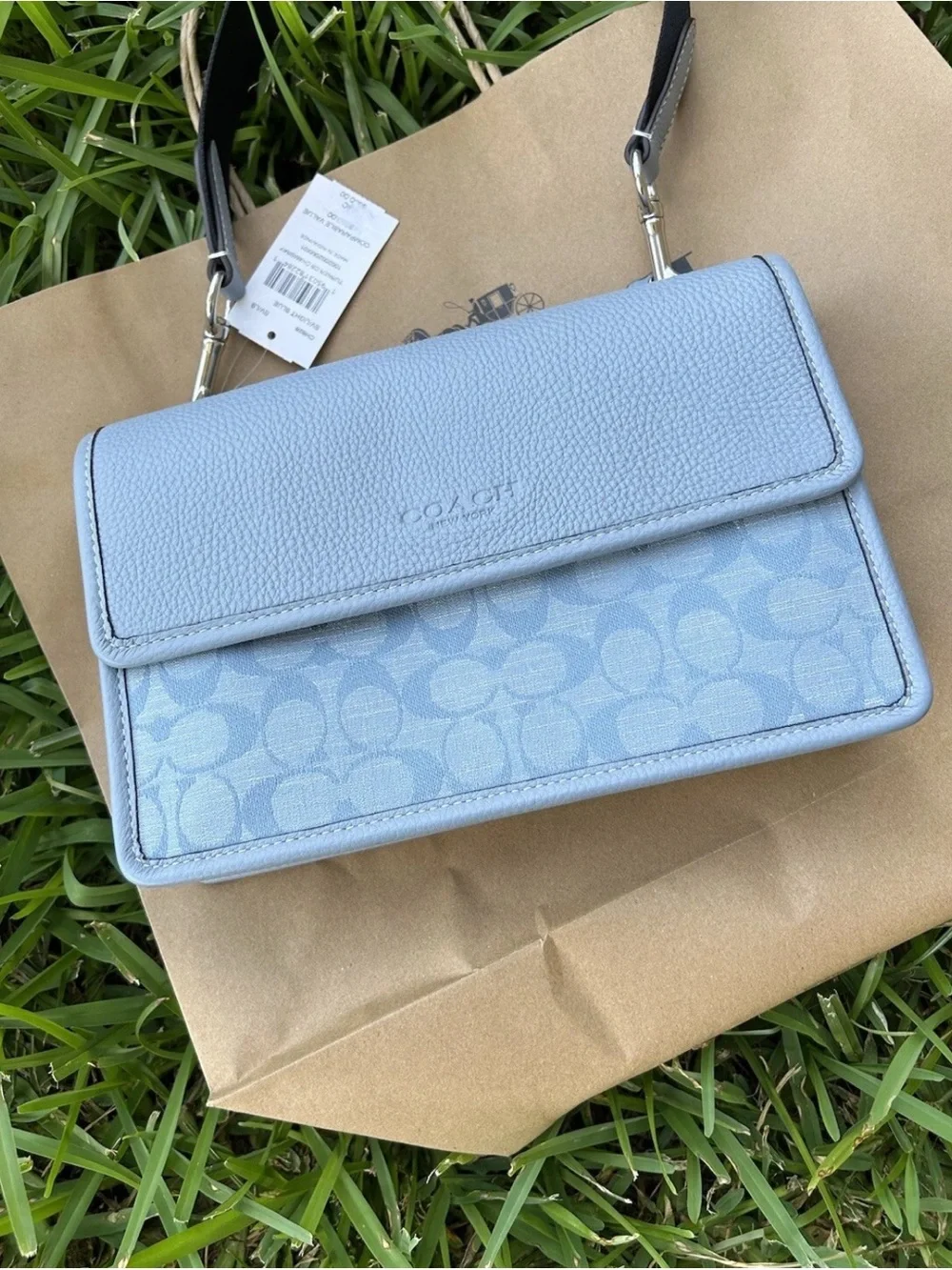 Coach CH828 Turner Colorblock Chambray Crossbody Messenger Bag unisex Blue(new)